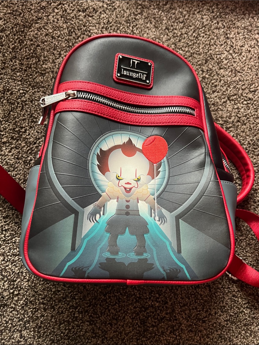 Loungefly Black & Red Pennywise Character Mini Backpack